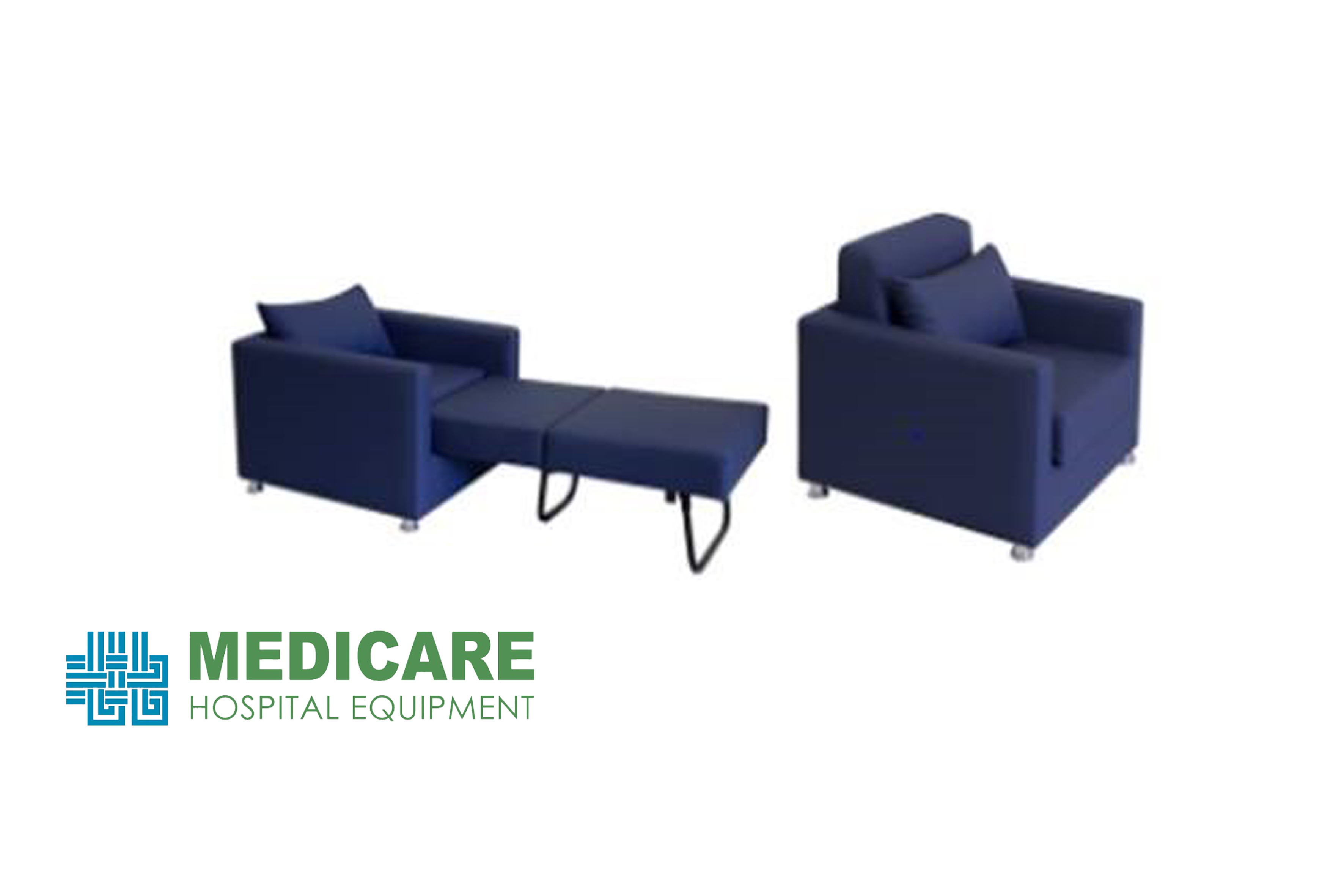 Medicare Daybed Visitor's Chair, Foldout BLUE on Chrome Feet