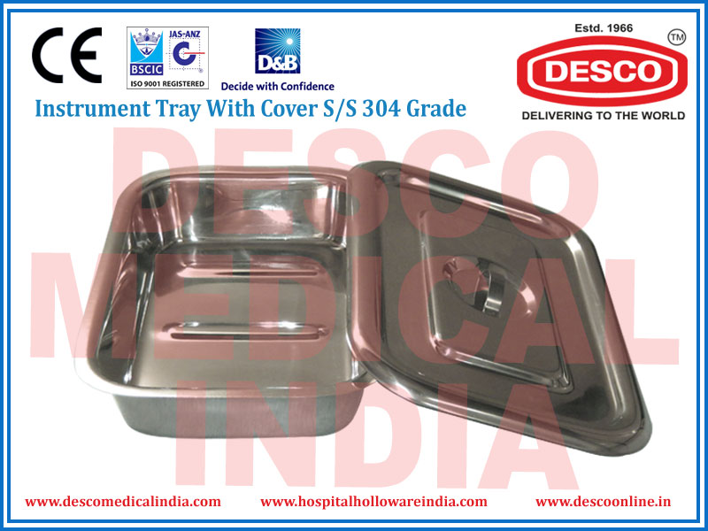 INSTRUMENT TRAY WITH COVER S/S 304 GRADE DELUXE SCIENTIFIC SURGICO