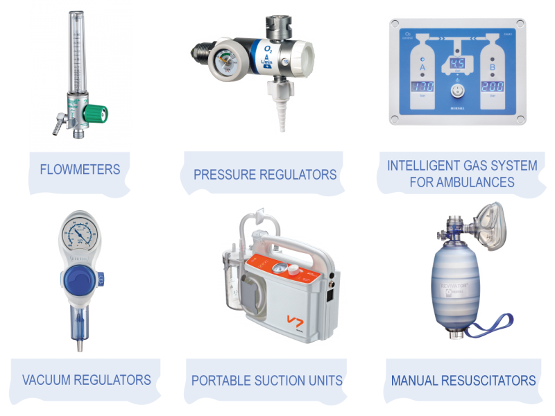 Oxygen Therapy products, Medical Suction devices, Emergency and