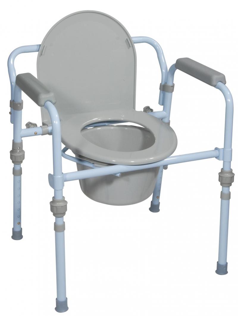 Folding Bedside Commode with Bucket and Splash Guard Drive Devilbiss