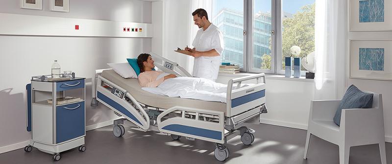 Stiegelmeyer Evario – the smart hospital bed for all environments The Evario is suitable not only for day-to-day patient care, but also for intensive care and for promoting a speedy recovery. It is the ideal hospital bed for providing efficient care and comfortable conditions for patients and medical staff.