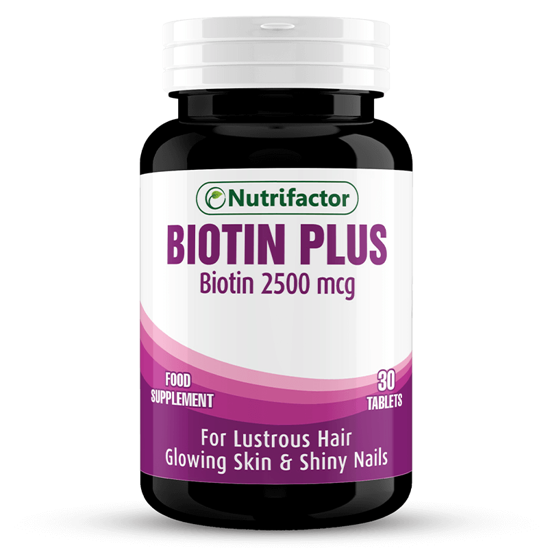 BIOTIN PLUS Folic Acid Vitamin B7 For Healthy Hair, Skin & Nails Nutrifactor