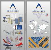 Agencinox Steel Furniture AGENCINOX has 60 years of experience, in design and manufacture hospital furniture and solutions for the healthcare market around the world, using a selected quality of stainless steel 18/10 AISI 304 (1-4301). Our experience is more than 100 countries covered with our product range in the history and total satisfaction by our entire customers. Our production is totally made in France. AGENCINOX is certified ISO 9001/2008 and ISO 13485/2012 and comply with the European directive EC 93/42.