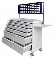 MODU-FLEX modular cart/trolley with telescopic drawers and mounting structure