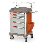 PERSOLIFE emergency trolley in the 400 version: 5 drawers, cardiac board, dustbin and accessories